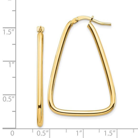 14k 2mm Polished Triangle Hoop Earrings - Picture 2 of 4